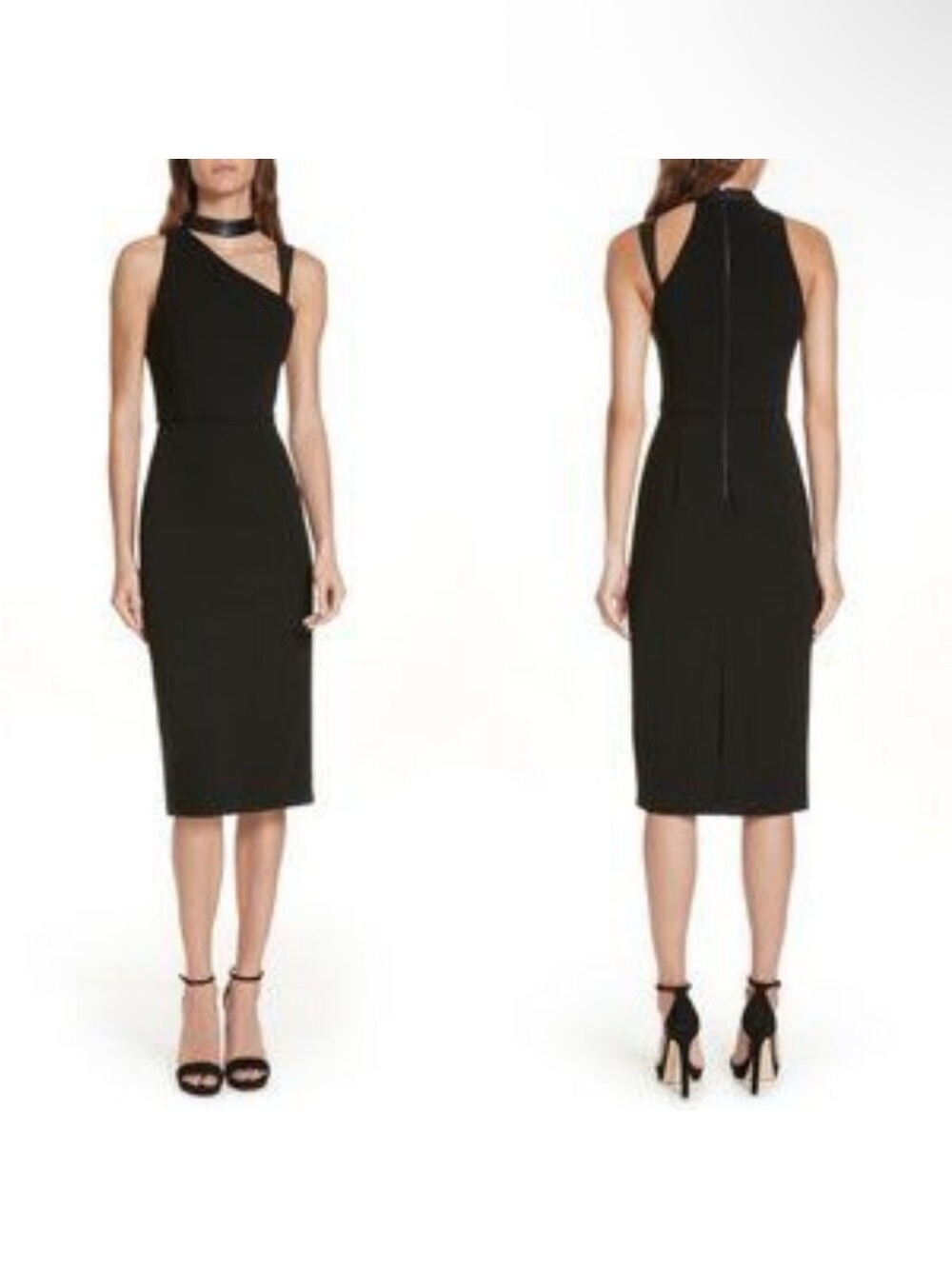 Alice + Olivia Navy One-Shoulder Sheath Dress